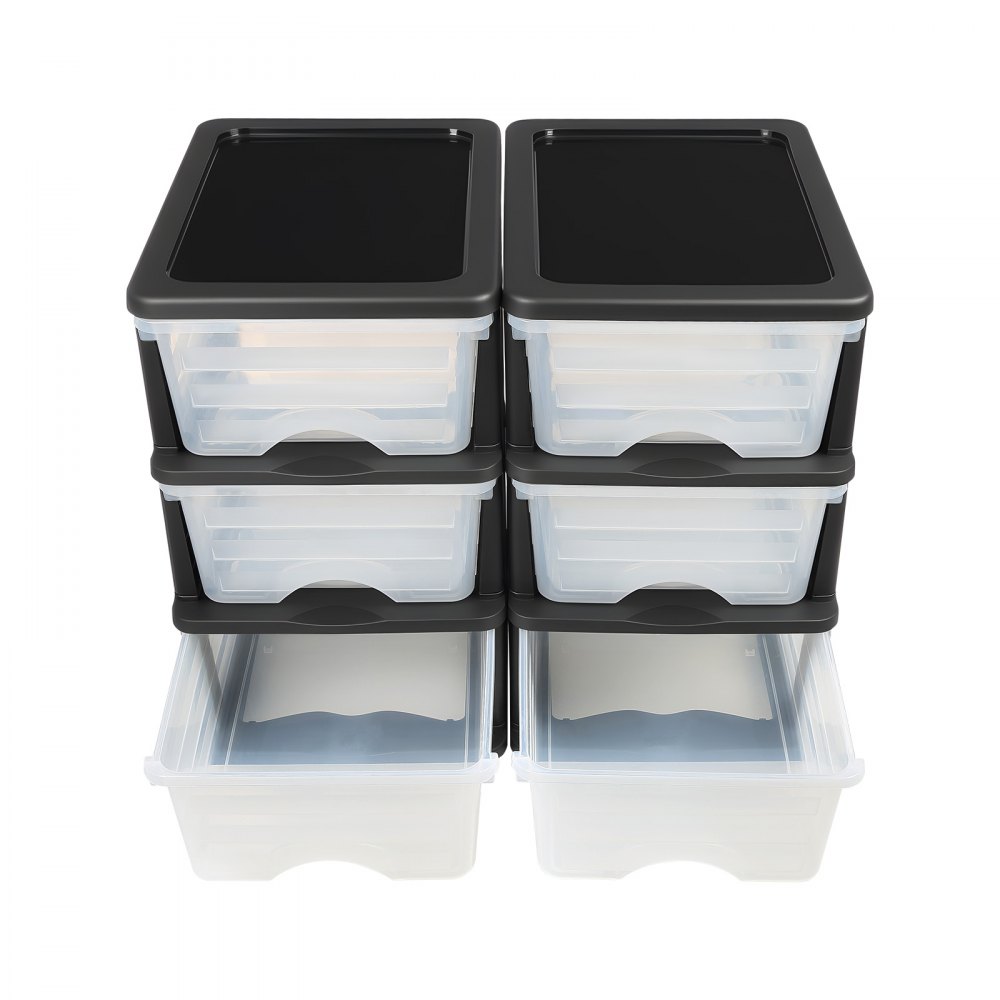 VEVOR Plastic Storage Drawers, 2 Pack Storage Organizer Drawer, 6 Drawers Closet Organization and Storage Dividers, Dresser Organizer Clear Bins for Office Supplies, Craft Rooms, Classrooms and Home