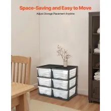 VEVOR 2 Pack Plastic Storage Drawers Storage Dresser Organizer Bins 6 Drawers