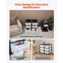 VEVOR 2 Pack Plastic Storage Drawers Storage Dresser Organizer Bins 6 Drawers