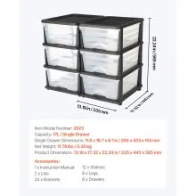 VEVOR 2 Pack Plastic Storage Drawers Storage Dresser Organizer Bins 6 Drawers