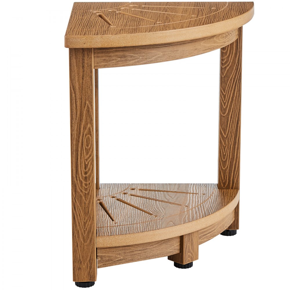 VEVOR Corner Shower Bench, 16.5" Height 12.8" Radius, Faux Wood Grain Polystyrene, 350 LBS with Storage Shelf, Water Resistant, Shower Stool for Inside & Outside Shower, for Bathroom, Living Room