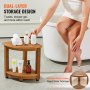 VEVOR Corner Shower Bench, 16.5" Height 12.8" Radius, Faux Wood Grain Polystyrene, 350 LBS with Storage Shelf, Water Resistant, Shower Stool for Inside & Outside Shower, for Bathroom, Living Room