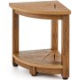 VEVOR Corner Shower Bench, 16.5" Height 12.8" Radius, Faux Wood Grain Polystyrene, 350 LBS with Storage Shelf, Water Resistant, Shower Stool for Inside & Outside Shower, for Bathroom, Living Room