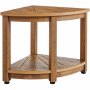 VEVOR Corner Shower Bench, 18.5" Height 17.75" Radius, Faux Wood Grain Polystyrene, 350 LBS with Storage Shelf, Water Resistant, Shower Stool for Inside & Outside Shower, for Bathroom, Living Room
