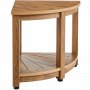 VEVOR Corner Shower Bench, 18.5" Height 17.75" Radius, Faux Wood Grain Polystyrene, 350 LBS with Storage Shelf, Water Resistant, Shower Stool for Inside & Outside Shower, for Bathroom, Living Room