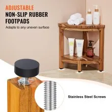 VEVOR Corner Teak Shower Bench, 17" Height 12" Radius, 100% Teak Wood Corner Shower Beach, 300 LBS with Storage Shelf, Shower Stool for Inside & Outside Shower, for Bathroom