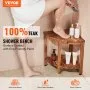 VEVOR Corner Teak Shower Bench, 18.5" Height 15.5" Radius, 100% Teak Wood Corner Shower Beach, Mold-resistant, 500 LBS with Storage Shelf, Shower Stool for Inside & Outside Shower, for Bathroom
