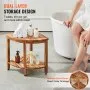 VEVOR Corner Teak Shower Bench, 18.5" Height 15.5" Radius, 100% Teak Wood Corner Shower Beach, Mold-resistant, 500 LBS with Storage Shelf, Shower Stool for Inside & Outside Shower, for Bathroom