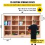 VEVOR cubby storage unit with 20 sections and kid-friendly height for easy access.