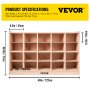 VEVOR cubby storage unit, 48x12x30.3 inches, 15 compartments, capacity 154 lbs.