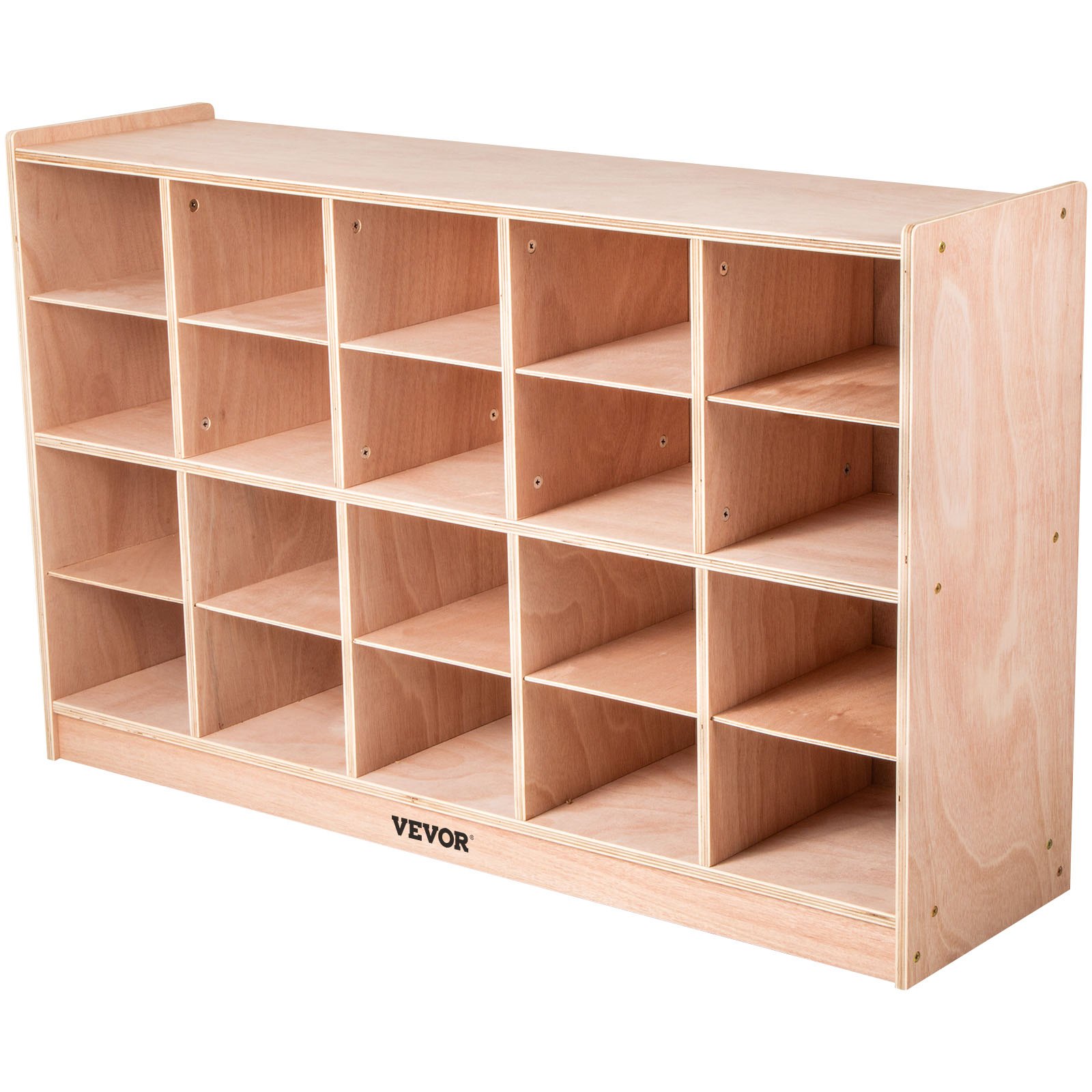 VEVOR Cubby Mobile Tray Storage Cabinet, 20-Compartment Cubby Storage Shelf, Cubby Storage Cabinet 4 x 5, Classroom Cubbies, Classroom Furniture for Home, Daycare and Preschool, Natural