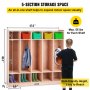 VEVOR preschool cubby lockers: 5-section storage, colorful bins, child-friendly height.