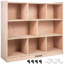 VEVOR Cubby Mobile Tray Storage Cabinet, 8-Compartment Cubby Storage Shelf, Cubby Storage Cabinet 3-shelf, Classroom Cubbies, Classroom Furniture for Home, Daycare and Preschool, Natural