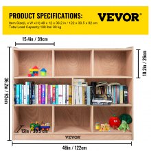 VEVOR Classroom Storage Cabinet Plywood 8-Section Preschool Storage Shelves 36 Inch High Classroom Cabinet Storage with Casters