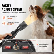 VEVOR Dog Dryer, 2000W/2.7HP Dog Blow Dryer, Pet Grooming Dryer with Adjustable Speed and Temperature Control, Pet Hair Dryer with 4 Nozzles and Extendable Hose, Black