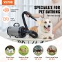 VEVOR Dog Dryer, 2800W/4.3HP Dog Blow Dryer, Pet Grooming Dryer with Adjustable Speed and Temperature Control, Pet Hair Dryer with 4 Nozzles and Extendable Hose, Grey and Black