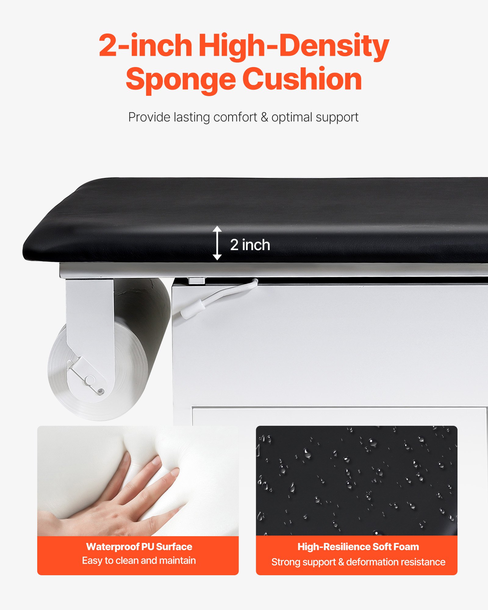 VEVOR Pro Medical Exam Table, Medical Examination Bed with Adjustable Backrest, Physical Therapy Exam Table with Locking Cabinet, 2 Drawers, Paper Roll Dispenser, Step Stool & Leg Rest, 500LBS Loading