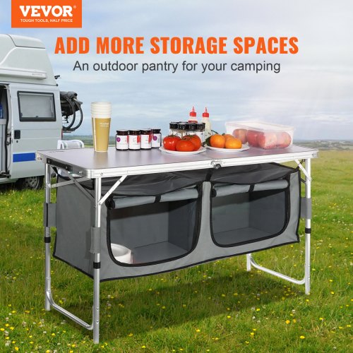 VEVOR Camping Kitchen Table, Quick set-up Folding Camping Table