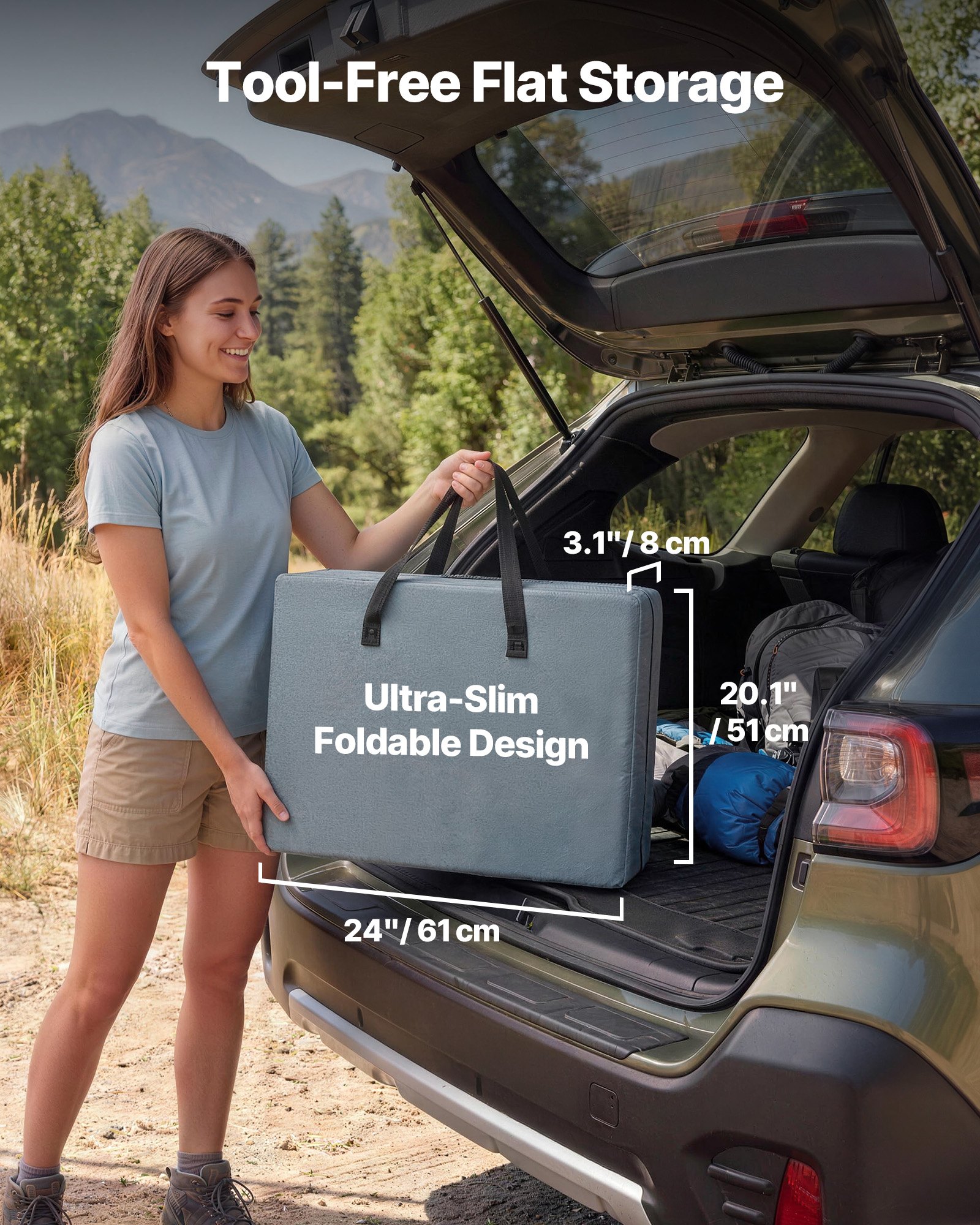 VEVOR Folding Camping Storage Cabinet, Outdoor Portable Aluminum Lightweight Table, Quick Set-up Compact Kitchen Cook Station, with 3 Shelves and Carry Bag, for Picnic, BBQ, Camping, RV Traveling