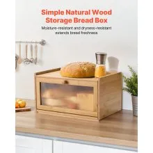 VEVOR Bread Box for Kitchen Counter Large Capacity Bamboo Storage Container