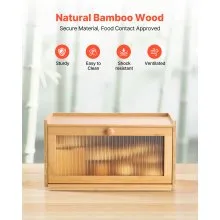 VEVOR Bread Box for Kitchen Counter Large Capacity Bamboo Storage Container