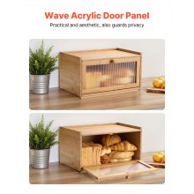 Bread Box for Kitchen Counter Large Capacity Bamboo Storage Container Natural