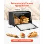 VEVOR Bread Box for Kitchen Counter, Large Capacity Bamboo Bread Storage Container, Farmhouse Wooden Breadbox Organizer for Homemade Bread, Storage Holder Bin with Acrylic Wavy Door Panel, Black