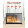 Bread Box for Kitchen Counter Large Capacity Bamboo Storage Container Black