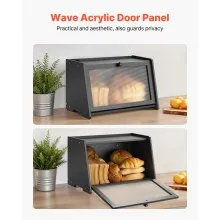 VEVOR Bread Box for Kitchen Counter Large Capacity Bamboo Storage Container