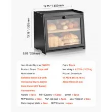 VEVOR Double Layer Bread Box for Kitchen Counter Bamboo Storage Bread Container