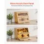 VEVOR Double Layer Bread Box for Kitchen Counter, Large Capacity Bamboo Bread Storage Container, Farmhouse Wooden Breadbox for Homemade Bread, Storage Holder Bin with Acrylic Wavy Door Panel, Natural