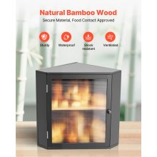 Corner Bread Box for Kitchen Counter Double Layer Bamboo Storage Container Black