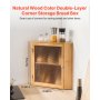 Corner Bread Box for Kitchen Counter Double Layer Bamboo Storage Container