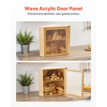 Corner Bread Box for Kitchen Counter Double Layer Bamboo Storage Container