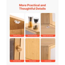 Corner Bread Box for Kitchen Counter Double Layer Bamboo Storage Container