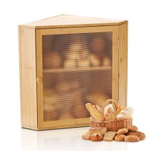 Corner Bread Box for Kitchen Counter Double Layer Bamboo Storage Container