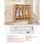 VEVOR Coat Locker, 5-Section Daycare Cubby Coat Rack 48x12x48 inch, Classroom Coat Locker and Backpack Hanger, with 5 Hooks and Storage Boxes, for Kindergarten & School, Natural