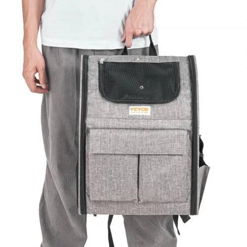 VEVOR Cat Carrier Op Wielen – Draagbaar Tot 9,9 Kg – Inklapbaar – Met Telescopische Handgreep, Schouderband, Klapkom – 5-zijdige Mesh – TSA-goedgekeurd – Grijs