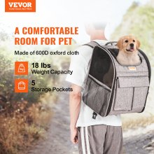 VEVOR Cat Carrier with Wheels, Rolling Pet Carrier with Telescopic Handle and Shoulder Strap, Dog Carrier with Wheels for Pets under 18 lbs, with 1 Folding Bowl, Grey
