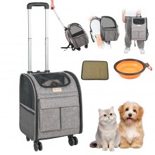 VEVOR Rolling Pet Carrier Backpack with Removable Wheels for Under 18LBS, Large Soft Sided Wheeled Dog Carrier Cat Travel Carrier Airline Approved for Small Dogs and Medium Cats with Upgraded Wheels