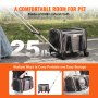 VEVOR Cat Carrier with Wheels, Airline Approved Rolling Pet Carrier with Telescopic Handle and Shoulder Strap, Dog Carrier with Wheels for Pets under 25 lbs, with 1 Folding Bowl, Grey