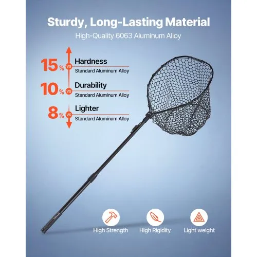 VEVOR Fishing Net, Foldable Landing Nets with Telescopic Handle, Portable  Lightweight and Stronger 6063 Aluminum Fish Gear, Soft Silicone Fish-Friendly  Mesh, for Kayak, Boat, Bank, Pond, Gifts for Men | VEVOR US