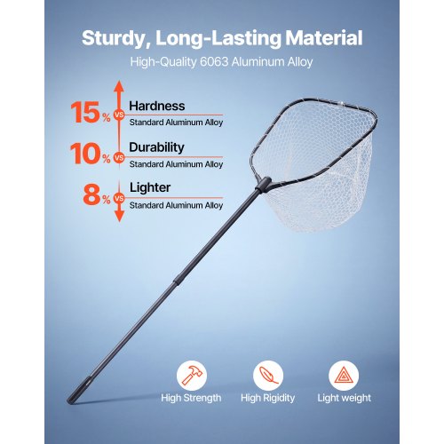 VEVOR Fishing Net, Foldable Landing Nets with Telescopic Handle and Built in Length Scale, Lightweight and VEVOR Fishing Net, Foldable Landing Nets with Telescopic Handle and Built in Length Scale, Lightweight and