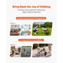 VEVOR Dog Wheelchair for Back Legs, Lightweight 2 Wheels Pet Wheelchair, Height, Width & Length Adjustable, Dog Cart with Shock-Absorbing Wheels, for Injured, Disabled Dogs 35-48 lbs, Medium
