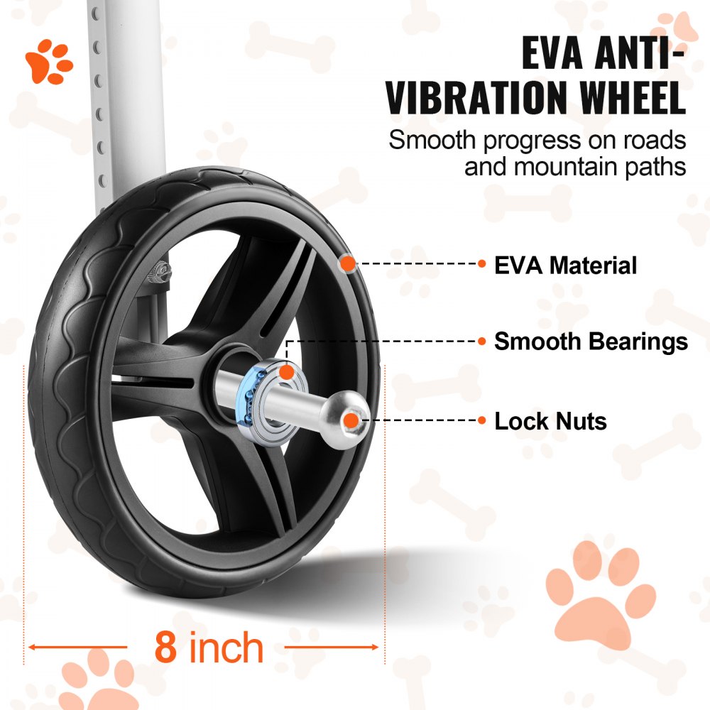 VEVOR 2 Wheels Dog Wheelchair for Back Legs, Pet Wheelchair Lightweight & Adjustable Assisting in Healing,  Dog Cart/Wheelchair for Injured, Disabled, Paralysis, Hind Limb Weak Pet(L)