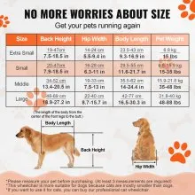 VEVOR 2 Wheels Dog Wheelchair for Back Legs, Pet Wheelchair Lightweight & Adjustable Assisting in Healing,  Dog Cart/Wheelchair for Injured, Disabled, Paralysis, Hind Limb Weak Pet(S)