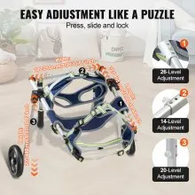 VEVOR 2 Wheels Dog Wheelchair for Back Legs, Pet Wheelchair Lightweight & Adjustable Assisting in Healing,  Dog Cart/Wheelchair for Injured, Disabled, Paralysis, Hind Limb Weak Pet(S)