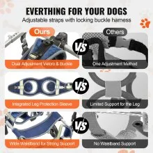 VEVOR 2 Wheels Dog Wheelchair for Back Legs, Pet Wheelchair Lightweight & Adjustable Assisting in Healing,  Dog Cart/Wheelchair for Injured, Disabled, Paralysis, Hind Limb Weak Pet(S)