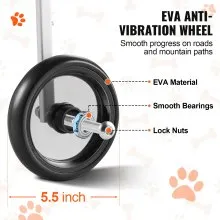 VEVOR 2 Wheels Dog Wheelchair for Back Legs, Pet Wheelchair Lightweight & Adjustable Assisting in Healing,  Dog Cart/Wheelchair for Injured, Disabled, Paralysis, Hind Limb Weak Pet(S)