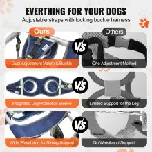 VEVOR 2 Wheels Dog Wheelchair for Back Legs, Pet Wheelchair Lightweight & Adjustable Assisting in Healing,  Dog Cart/Wheelchair for Injured, Disabled, Paralysis, Hind Limb Weak Pet(M)